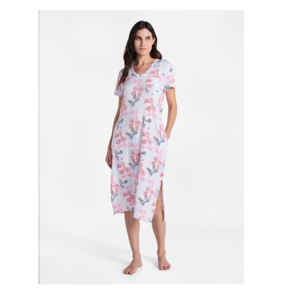 New Women's 2X (18w-20w) Bows Nightgown w/ Pockets